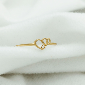 Bague en diamant Double coeur rempli d'or Vintage classique bijoux de mode Punk de haute qualité pour mariage ou usage quotidien - Product Image 2