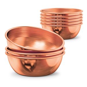 Hermosa tazón de servir de metal color oro rosa con diseño de aspecto antiguo, adecuada para decoración tradicional o cenas festivas indias. - Product Image 3