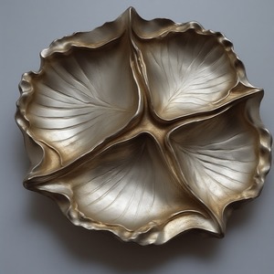 Serveur de fruits secs en aluminium fabriqué à la main avec bols en forme de feuille liés en finition or poli conçu pour les repas décoratifs - Product Image 2