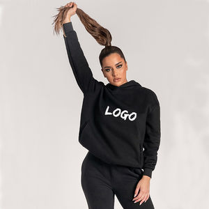 Pantalon de survêtement à capuche 100% coton personnalisable pour femmes avec broderie motif solide Logo imprimé sur le devant col à capuche de marque OEM - Product Image 5