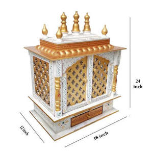 Mandir วัดไม้สีแดงและสีเขียวสำหรับตกแต่งบ้าน - Product Image 5