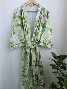 Alta calidad Indio hecho a mano acolchado Kimono vestido de mujer hasta el suelo Maxi vestido cintura Natural suministro al por mayor disponible - Product Image 2