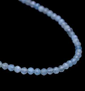 Collier aigue-marine délicat pierre de naissance de mars 2mm 3mm perles à facettes pierres précieuses naturelles faites à la main bijoux en argent 925 pour femmes inde - Product Image 4