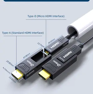 25m HDMI desmontable 2 puertos conector AM a DM Micro 4K 1080P macho a macho HDMI Cable de fibra óptica