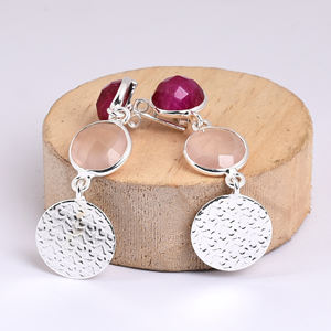 Boucles d'oreilles pendantes en argent sterling 925 rubis Rose Quartz Styles de cerceau classiques à la mode pour les mariages, les fiançailles ou les cadeaux - Product Image 3