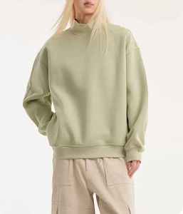 TT venta al por mayor de alta calidad invierno frente largo logotipo personalizado polar comodidad algodón cuello redondo mujeres hombres sudaderas con capucha cuello alto sudadera - Product Image 1