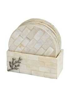 Elegant Bone Inlay Coasters Set of 4 Durable Resin Mats for Dining Table, <b>Watch</b> Box, or Gift Box Packaging for Home & Hotel Use - Product Image 3