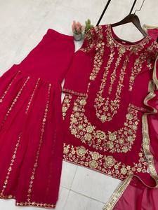 DESIGNER WEAR SARARA SUIT <b>THREE</b> PIECE SEQUENCE EMBROIDERY WORK GEORGETTE INNER MICRO WORK Traditional Women Party Wear All - Product Image 6