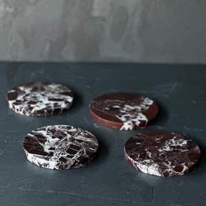 Posavasos de Mármol Rojo Cereza Rosso Levanto, Juego de Posavasos de Piedra Natural para Bebidas - Product Image 5