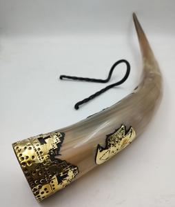 Cuerno Medieval para Beber de Alta Calidad, 100% Seguro para Alimentos, Latón con Concha Pulida y Soporte de Hierro, Artesanía Natural para Decoración Navideña - Product Image 4