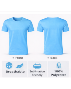 T-shirt pour homme à col rond, prix d'usine, promotion, 180 GSM, mélange coton et polyester, logo personnalisé vierge - Product Image 2