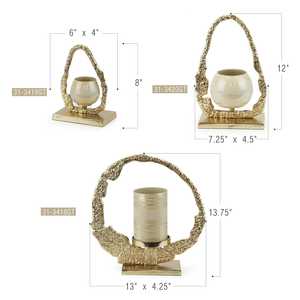 WB INC INDIA Bougeoir de luxe en aluminium plaqué or Décoration intérieure élégante et Noël Métal doré de grande taille - Product Image 4