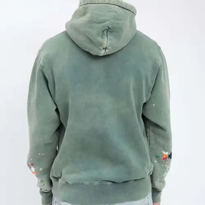 Sudadera con capucha lavada con ácido de algodón 100% de fabricante OEM, ropa de calle de alta calidad, Sudadera con capucha desgastada vintage, ropa de invierno con logotipo personalizado - Product Image 3