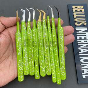 Pince à cils à pointe argentée et dorée, pince à épiler à pointe en fibre d'acier inoxydable, outils à cils en métal avec logo personnalisé - Product Image 4