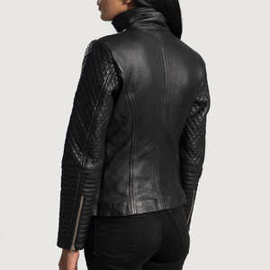 Veste bomber en cuir PU pour femmes, à double boutonnage, avec décoration de bordure zippée, style moto - Product Image 3