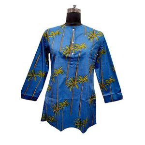 Kurtis de Algodón Estampado para Oficina, Blusa Casual para Mujer, Largo hasta la Rodilla, Estampado Digital, Algodón Puro, Elástica, de Secado Rápido - Product Image 4