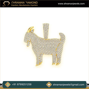 Colgante de Cabra con Diamantes Cultivados en Laboratorio, Chapado en Oro Amarillo sobre Plata de Ley 925, Diseño Único y Personalizado, Estilo Hip Hop Clásico y Brillante para Raperos - Product Image 5
