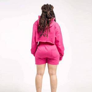 เสื้อฮู้ดมีซิปรูดซิปของผู้หญิงชุดครอปของผู้หญิงผ้าคอตตอนทันสมัย2025ออกแบบโลโก้ได้ตามต้องการ - Product Image 5