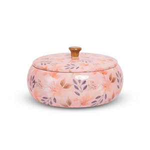 Motif rose Boîte chapati en bois arrondie avec couvercle coffre-fort à chaud et coffre-fort à bois - Product Image 1
