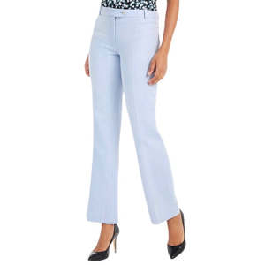 Pantaloni Calvin Klein da donna a gamba dritta moderni, blu, taglia 2, vita alta, traspiranti, in crêpe, a gamba larga, antipiega, per l'ufficio, colorati - Product Image 1