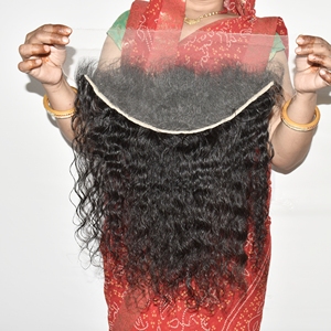 Extensiones de Cabello Humano con Alineación de Cutícula, Ondulado Profundo, Doble Trama, Sin Procesamiento, de la India, 13*6 HD Frontal Raw Temple, Venta al por Mayor - Product Image 5