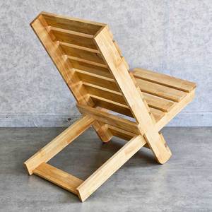 Chaise pliante inclinable durable 46x90x86cm en bois de caoutchouc confortable avec cadre en aluminium pour la plage ou le camping - GCF201 - Product Image 4