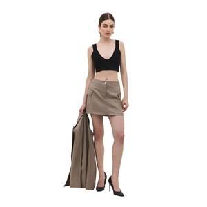 Falda Elegante de Cintura Imperio para Mujer, Tejida y de Punto, con Volantes y Estampados, Estilo Casual a Formal, Talla XS para el Trabajo - Product Image 1