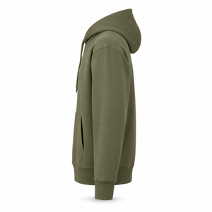Sudadera con Capucha de Felpa de Algodón Grueso Verde Oliva para Hombre, Ajuste Regular, Estilo Urbano, con Cordón y Bolsillo Canguro, para Invierno, Venta al por Mayor - Product Image 5