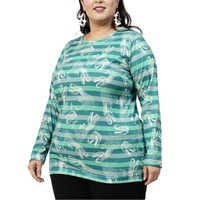 T-shirt décontracté en jersey de coton respirant pour femme, imprimé intégral, manches longues, design classique, logo, grandes tailles
