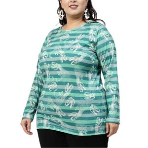 T-shirt décontracté en coton entièrement imprimé pour femmes Design classique à manches longues imprimé avec logo T-shirt grande taille pour femmes - Product Image 4