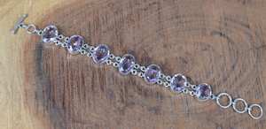 Amethyst <b>Charm</b> <b>Bracelet</b> 925 Sterling Silver Faceted Gemstone Adjustable Handmade Luxury GIA Certified 10K <b>Gold</b> Plated Unisex - Product Image 3