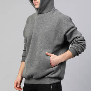 Sweat à capuche de style de rue d'hiver pour hommes 100% coton OEM/ODM Service de tenue décontracté Bonne qualité Basics Teint uni - Product Image 2