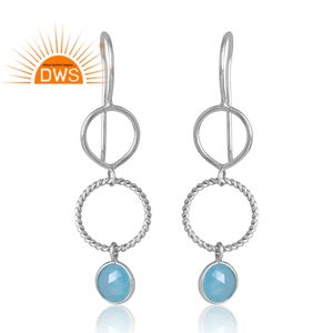 ต่างหูพลอยคาลซิโดนีธรรมชาติชุบด้วยเงินแพลเลเดียม925ดีไซน์รูปแบบใหม่เครื่องประดับที่กำหนดเองสำหรับผู้หญิง - Product Image 1