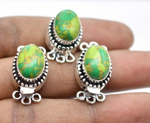 Piedra preciosa turquesa verde 1 hebra, 2 y 3 hebras cierre de caja antiguo Starling plateado 26X15X10MM Cierre de joyería B693 - Product Image 6