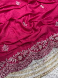 Boutique India tradicional fiesta boda desgaste Chinon seda rojo Sari elegante blusa étnica productos más vendidos para mujeres y niñas - Product Image 2