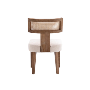 Chaise de salle à manger moderne en teck avec dossier en rotin et assise rembourrée, écologique, pour villa, appartement, restaurant, café - Product Image 6