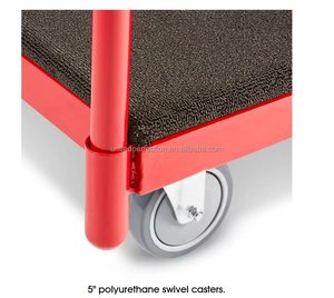 Chariot de manutention pour entrepôt, cadre en acier au carbone, panneau mural, plateau en contreplaqué, acier réglable, 3 poignées, chariot mobile à panneau plat - Product Image 4