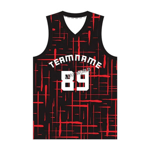 Vêtements de basket-ball personnalisés avec nom et numéro personnels sublimation échantillon maillot de basket-ball design noir singulet - Product Image 1