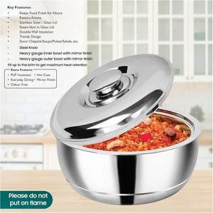 Casserole moderne en acier inoxydable 2025 de forme ronde garde les aliments chauds et frais pendant des heures poli miroir nouveauté chauffe-aliments - Product Image 2