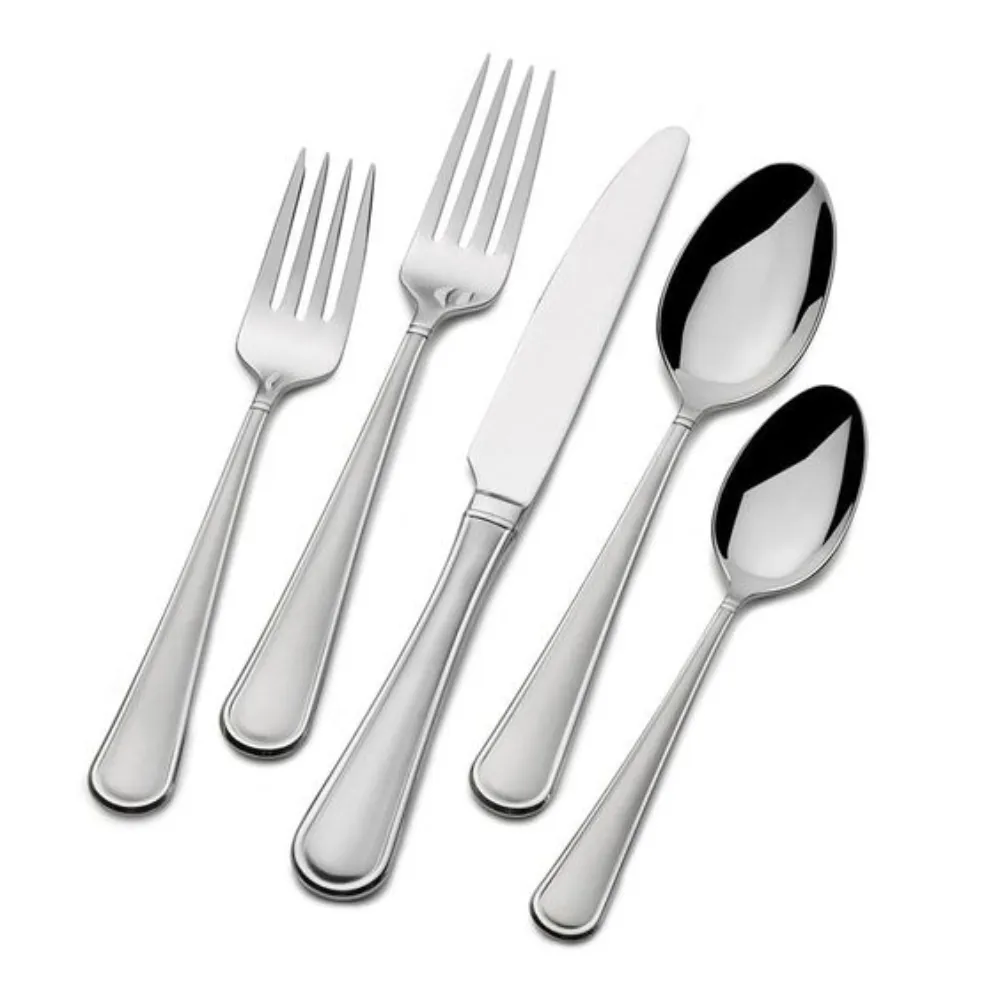 Set Of 5 Restaurant Spoons And Forks Stainless Steel Cutlery Set Hotel Wedding Tableware Flatware Set Silver Color Mirror Polish