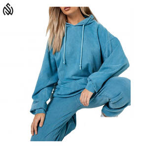 ชุดวอร์มผ้าฝ้าย100% ฟอกสีสำหรับผู้หญิงชุด2ชิ้นผ้าเช็ดทำความสะอาดกรดออกแบบได้ตามต้องการจาก2025สำหรับฤดูใบไม้ผลิ - Product Image 3