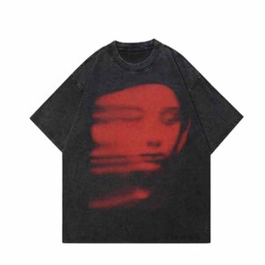 เสื้อยืดคอกลมสำหรับผู้ชายผ้าฝ้าย100% แบบวินเทจเสื้อยืดสำหรับซักกรดเสื้อย้อมแบบระบายอากาศได้ดี - Product Image 5