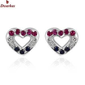 ต่างหูพลอยหลายเม็ดทำจากเงินสเตอริง925คุณภาพสูงกันน้ำทรงหัวใจที่ดีเครื่องประดับสตั๊ดสำหรับงานแต่งงานสีทอง - Product Image 1