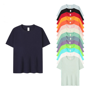 Offre Spéciale été hommes 205GSM 100% coton surdimensionné col rond T-Shirt décontracté unisexe écran couleur unie avec épaule tombante - Product Image 2