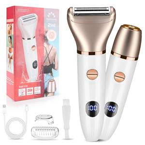 Rasoir électrique sans fil à double tête pour femmes, épilation indolore du visage, des jambes et des aisselles - Blanc, alimentation USB, lavable - Product Image 3