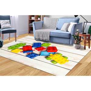 Tapis colorés en blocs de construction, tapis pour chambre de garçon, tapis imprimé, tapis en chenille - Product Image 1