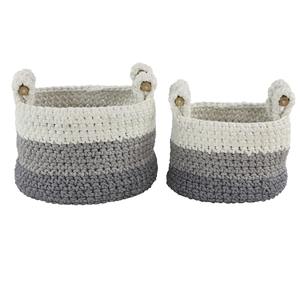 Ensemble moderne de 2 paniers de rangement en macramé pour la cuisine, la chambre à coucher, la coiffeuse et l'organisation quotidienne de la maison, vente en gros en provenance d'Inde - Product Image 1