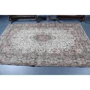 Tapis turc vintage 5,4x8,3 pi (166x252 cm), tapis marron à motifs floraux - Product Image 3