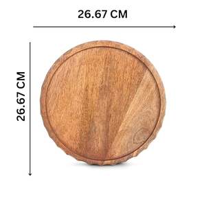 Plateau rond en bois minimaliste pour la décoration du salon, avec bougie et vase, pour table basse - Product Image 6