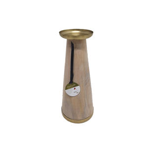 Dernier support décoratif de pilier de bougie en métal/bois fini naturel pour la maison mariage noël éclairage de table décor fait à la main - Product Image 2